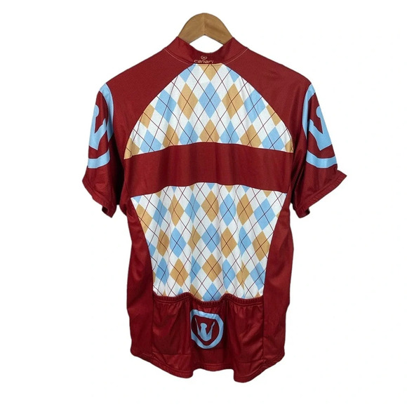 TS843 Mens CANARI Cycling Bike Argyle Zip Road Jersey L - Picture 5 of 6